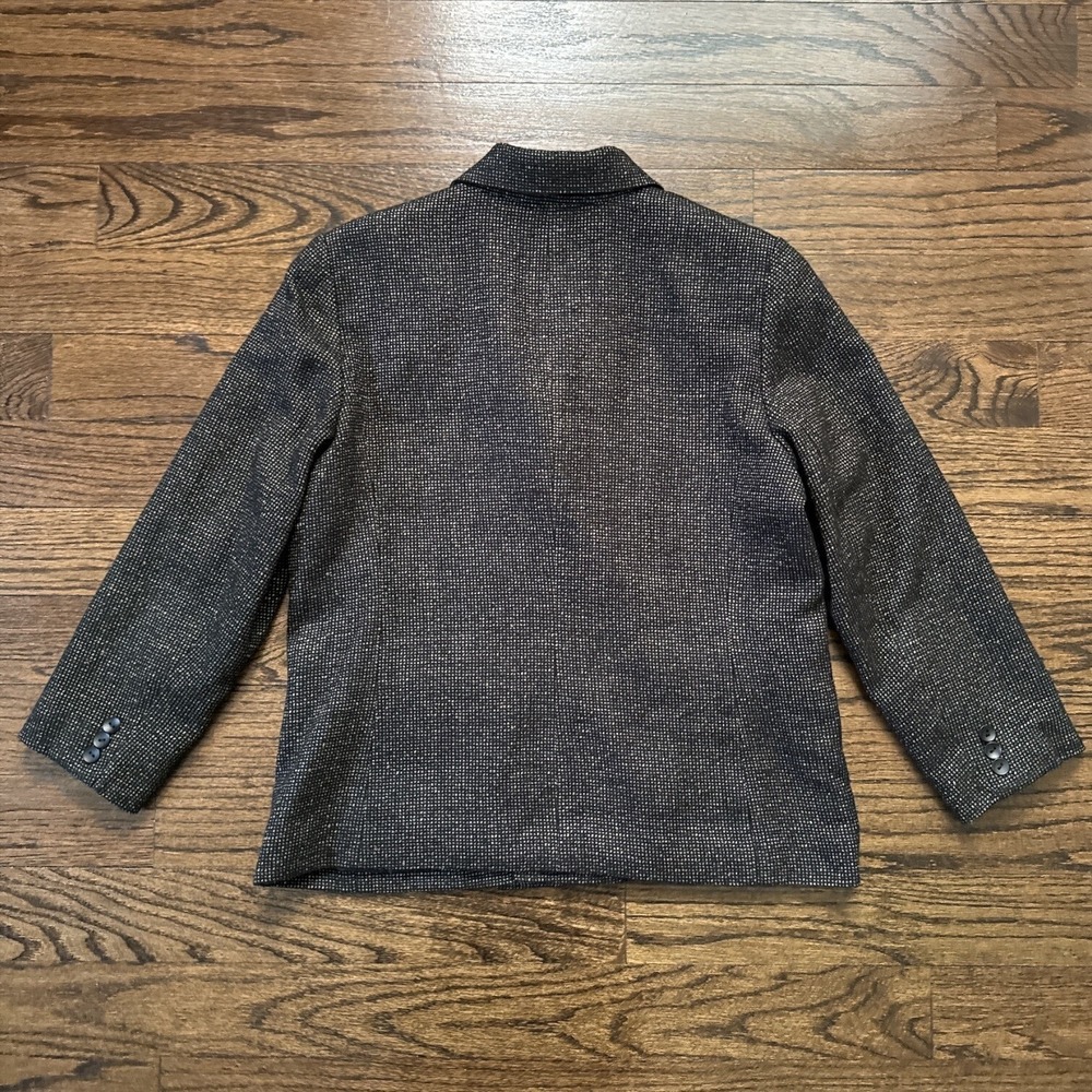 Coldwater Creek Blazer‎ Tweed Double Breasted Career Jacket Black Tan Size 14 - Picture 2 of 11